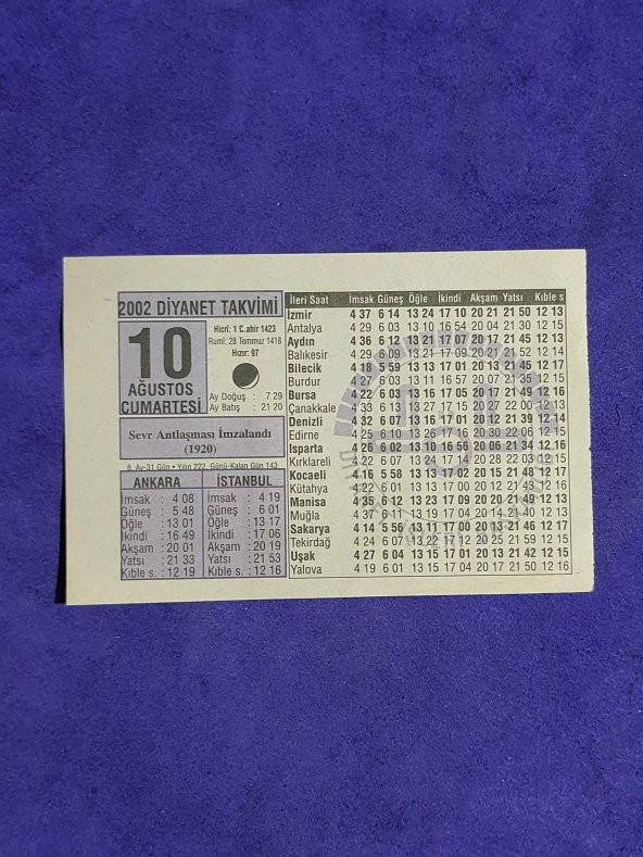 10 Ağustos 2002 Takvim Yaprağı - Nostalji Koleksiyonluk Takvim Yaprağı A ürün görseli