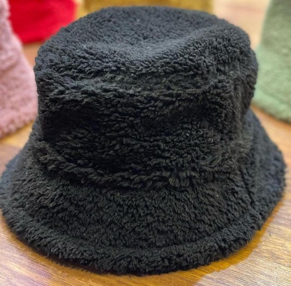 Salarticaret Kadın Peluş Bucket Kova Şapka Standart-Siyah