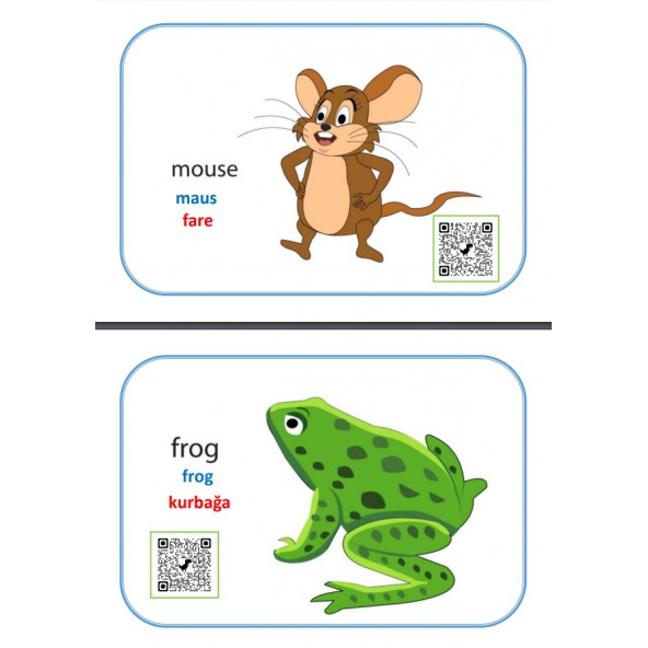 Hayvanları İngilizce Öğreten Karekodlu Ezber Kartları - Resim 3