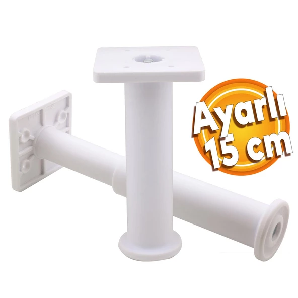 Ayarlanabilir Kare Mobilya Kanepe Koltuk Baza Destek Yükseltici Yükseltme Ayağı 15 Cm Beyaz Ayakları