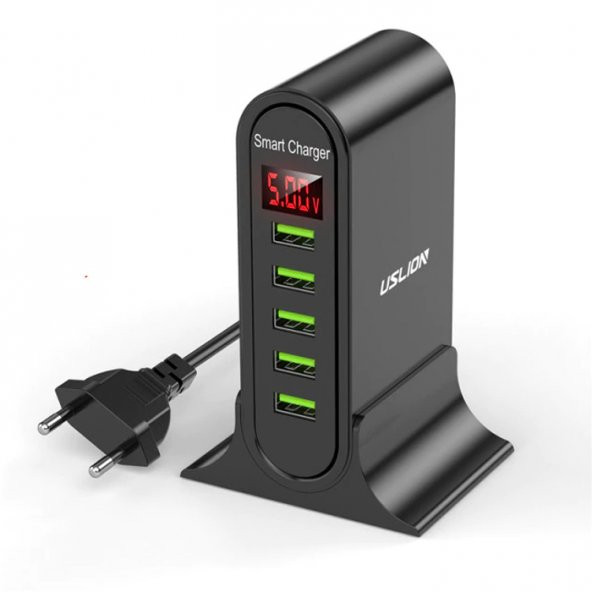 USLİON 5 Çoklu Port USB Şarj Aleti Masaüstü Şarj İstasyonu 5V 4A