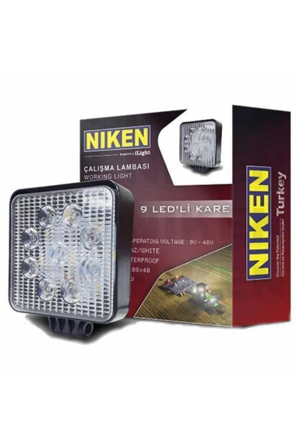 NIKEN Çalışma Lambası Ledli Kare 22-27w 9 Ledli