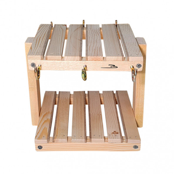 Barış Dizayn Doğal ahşap tabak standlı masa askısı Fincanlık iki katlı Kupa askısı Mutfak bardak askılığı - 2