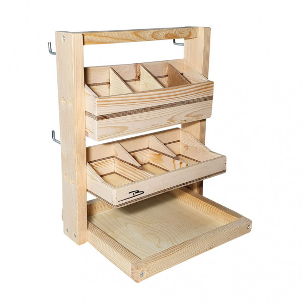 Barış Dizayn Doğal ahşap Poşet Çay Nescafe 3ü1 Arada standlı iki katlı masa askısı Fincanlık Kupa askısı - 4