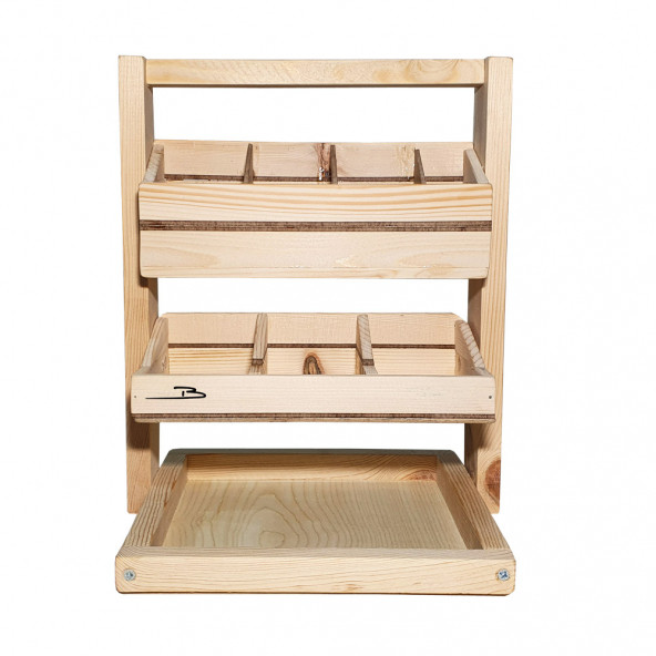 Barış Dizayn Doğal ahşap Poşet Çay Nescafe 3ü1 Arada standlı iki katlı masa askısı Fincanlık Kupa askısı - 5