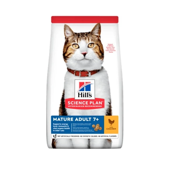Hill's Mature Adult +7 Tavuklu Yaşlı Kedi Maması 1 KG Açık Mama - 1
