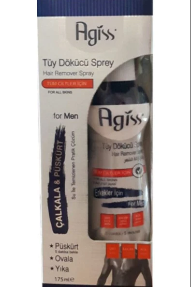 Agiss Erkekler İçin Tüm Ciltler Tüy Dökücü Sprey 175 ml ürün görseli 1