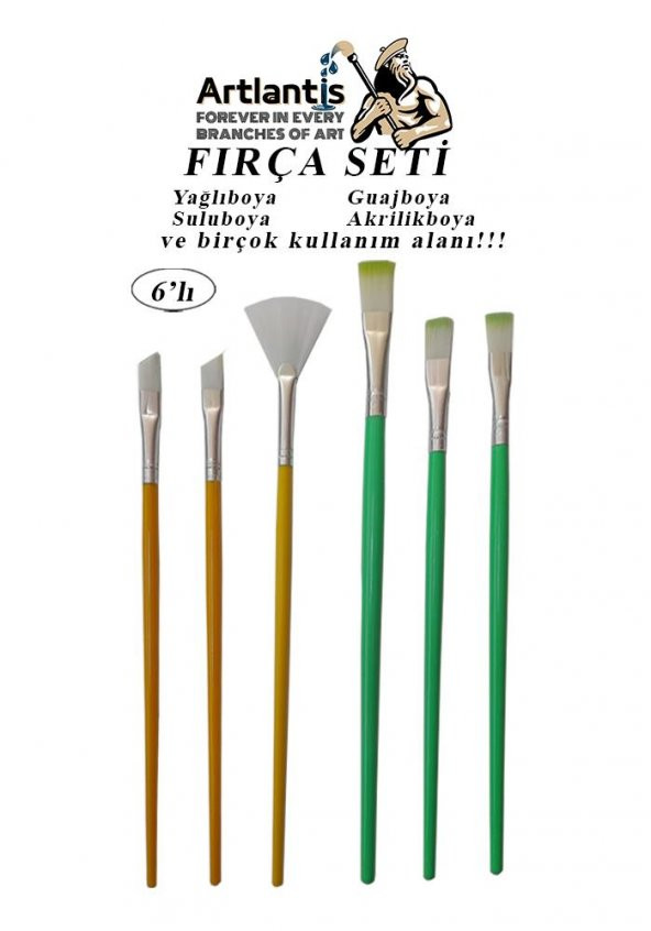 Fırça Seti 6 Lı Resim Fırçası 1 Paket Suluboya Akrilik Boya Guaj Boya Yağlı Boya Fırca Seti Kesik Yelpaze