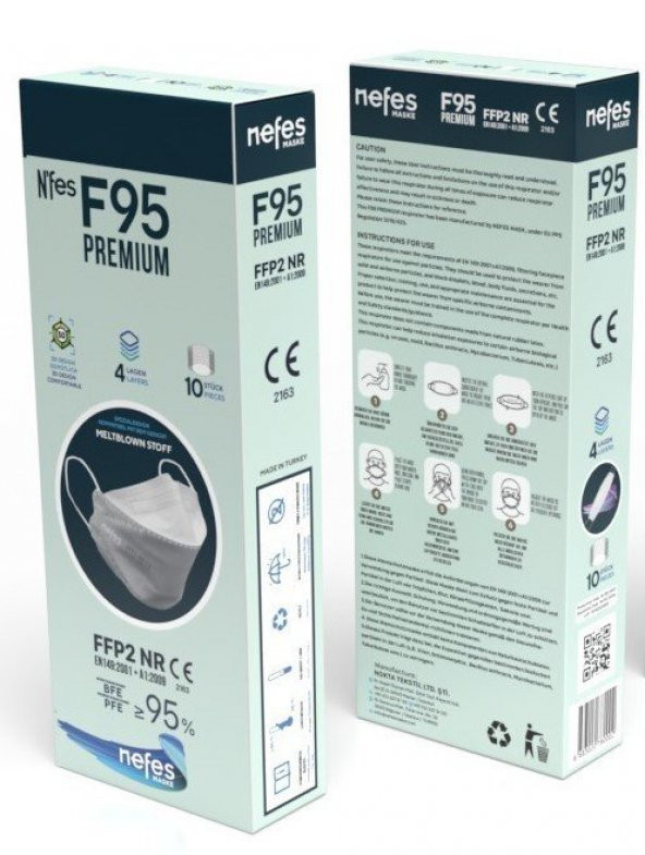 Nefes F95 Ffp2 Premium Kore Tipi Maske 10lu - 3