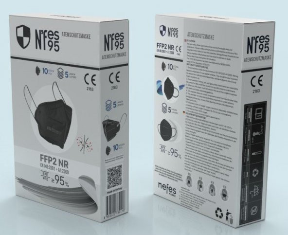 NEFES N95 SİYAH FFP2 MASKE 10LU - 3