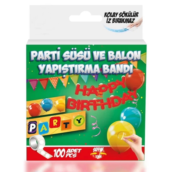 Parti Süsü ve Balon Yapıştırma Bandı Kolay Sökülür İz Bırakmaz Şeffaf 100AD - 4