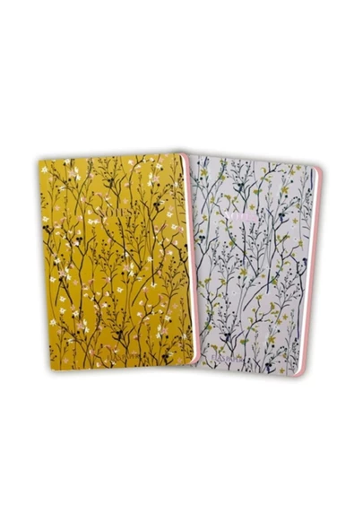 Floral Çizgili Twins Defter - NULL