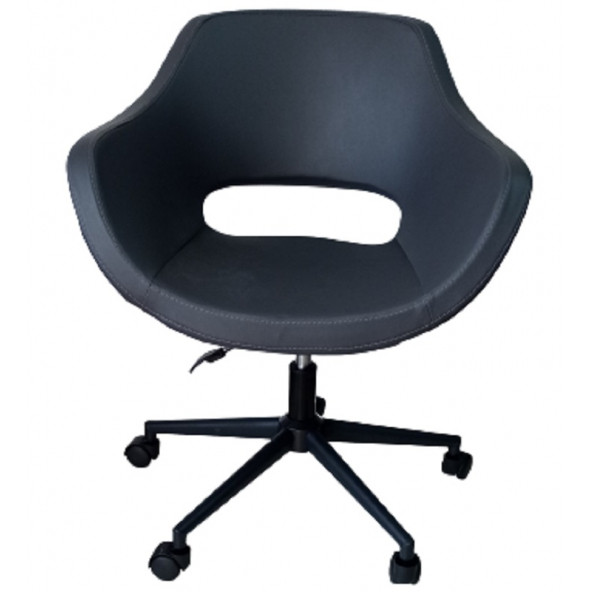 Bilgisayar Sandalyesi Çalışma Koltuğu Siyah Metal Ayaklı Antrasit Renk Suni Deri