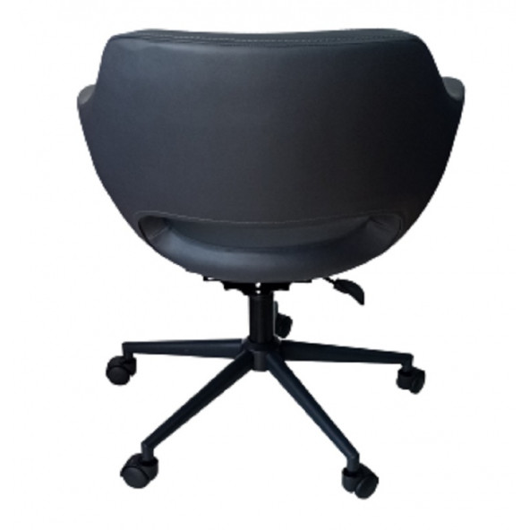 Bilgisayar Sandalyesi Çalışma Koltuğu Siyah Metal Ayaklı Antrasit Renk Suni Deri - 3