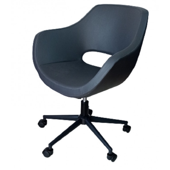 Bilgisayar Sandalyesi Çalışma Koltuğu Siyah Metal Ayaklı Antrasit Renk Suni Deri - 4