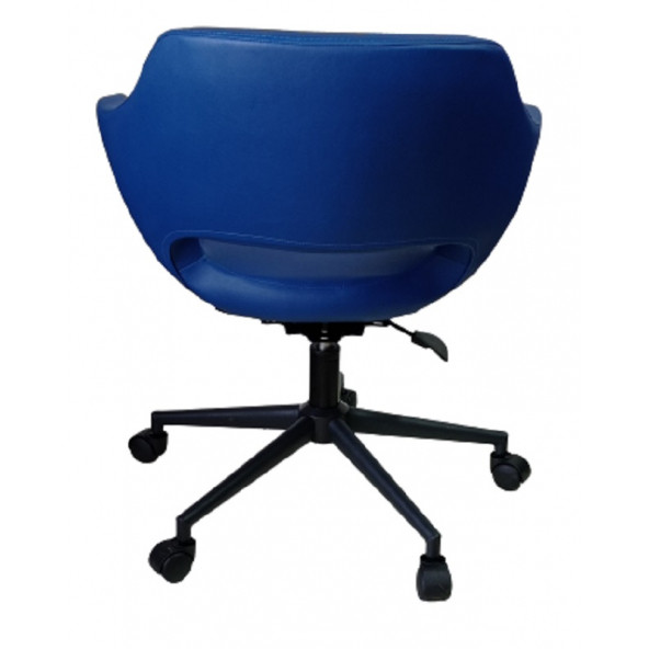 Bilgisayar Sandalyesi Çalışma Koltuğu Siyah Metal Ayaklı Mavi Renk Suni Deri - 3