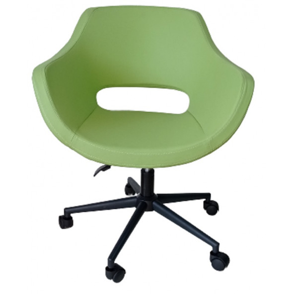 Bilgisayar Sandalyesi Çalışma Koltuğu Siyah Metal Ayaklı Yeşil Renk Suni Deri