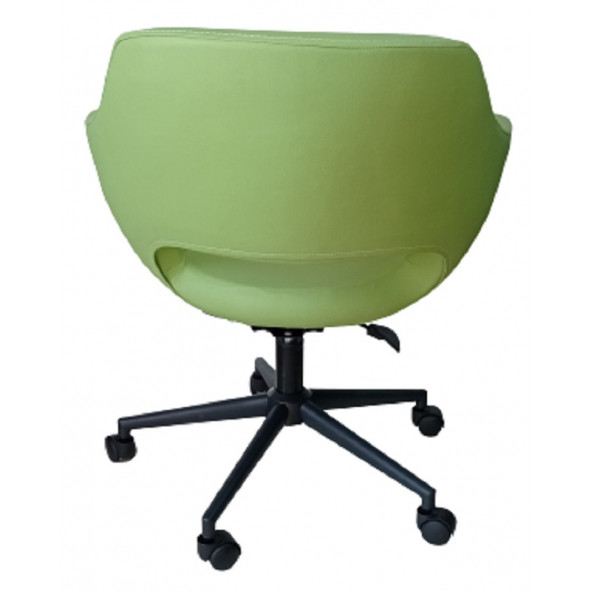 Bilgisayar Sandalyesi Çalışma Koltuğu Siyah Metal Ayaklı Yeşil Renk Suni Deri - 3