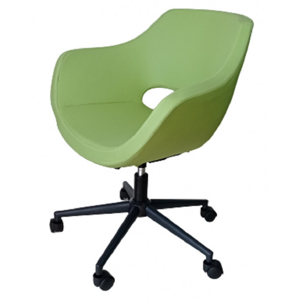 Bilgisayar Sandalyesi Çalışma Koltuğu Siyah Metal Ayaklı Yeşil Renk Suni Deri - 4
