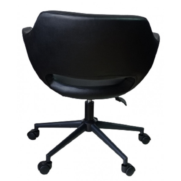 Bilgisayar Sandalyesi Çalışma Koltuğu Siyah Metal Ayaklı Siyah Renk Suni Deri - Resim 3