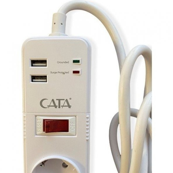 CATA CT-3000 AKIM KORUMALI PİTON 5 Li GRUP PRİZ 2 USBLİ 1,5 Mt KABLOLU - 2