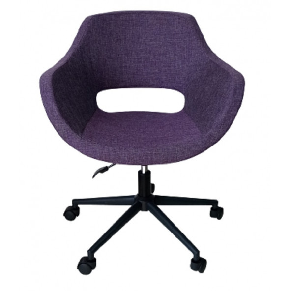 Bilgisayar Sandalyesi Çalışma Koltuğu Metal Ayaklı Mor Renk Keten Kumaş - Resim 2