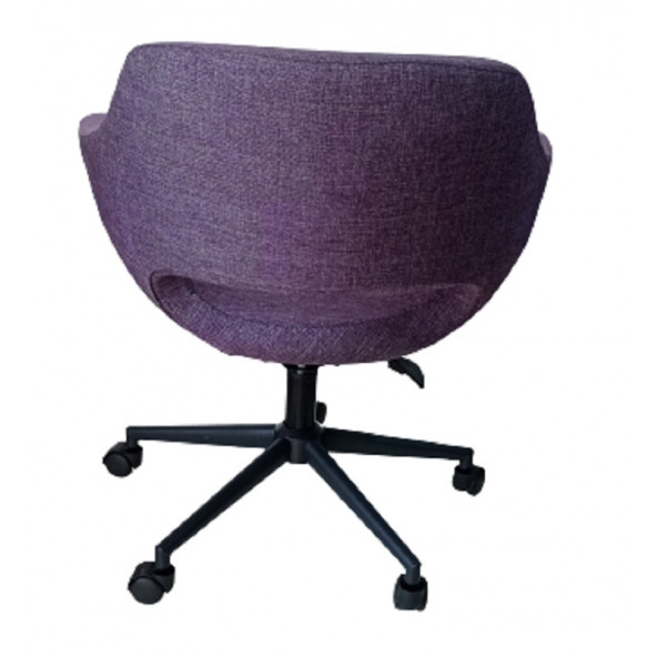 Bilgisayar Sandalyesi Çalışma Koltuğu Metal Ayaklı Mor Renk Keten Kumaş - Resim 3