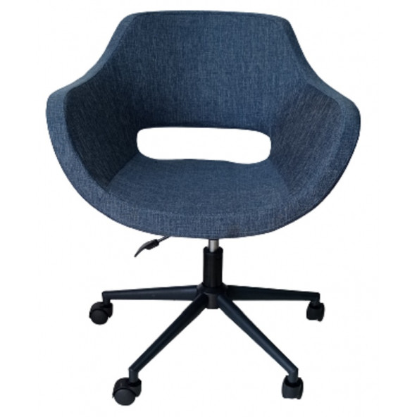 Bilgisayar Sandalyesi Çalışma Koltuğu Metal Ayaklı Lacivert Renk Keten Kumaş - Resim 2
