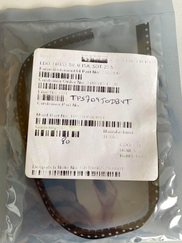 Texas Instruments TPS70950DBVT Voltaj Regülatörü 80 Adet - Resim 3