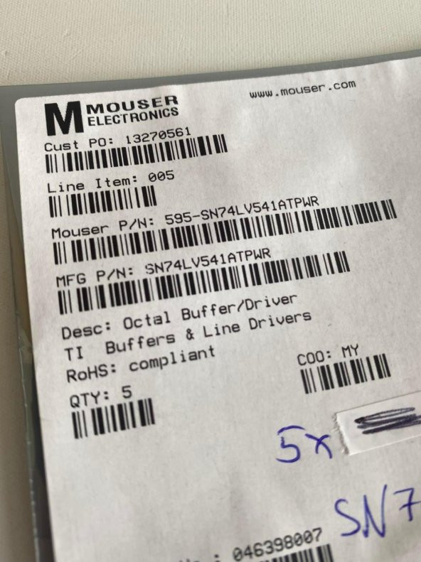 Texas Instruments SN74LV541ATPWR Buffer ve Sürücü 5 Adet - Resim 3