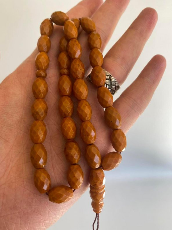 Faset Kesim Has Damla Kehribar Tesbih 12,5x8,8mm 22 Gram - 7