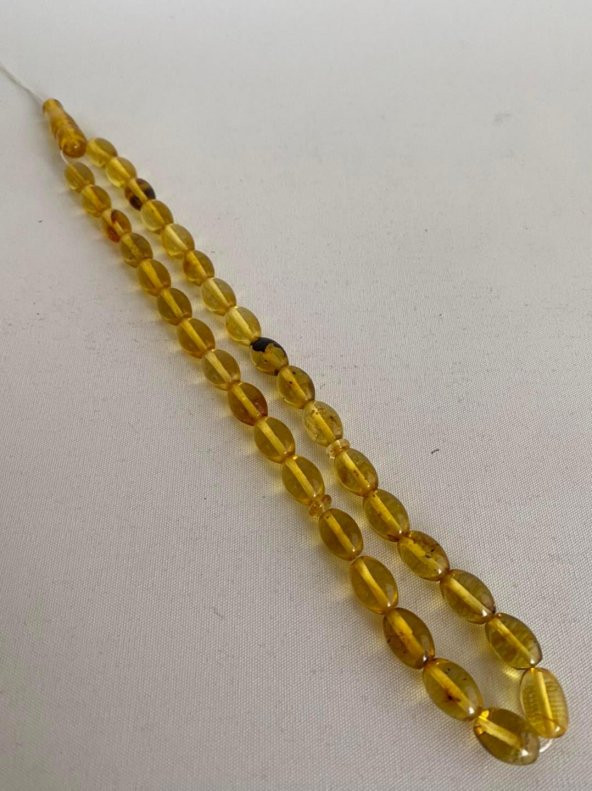 Doğal Kaya Damla Kehribar Tesbih 9x12,5mm 22 Gram - 2