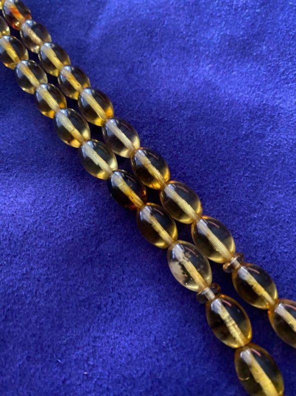 Doğal Kaya Damla Kehribar Tesbih 9x12,5mm 22 Gram - 3