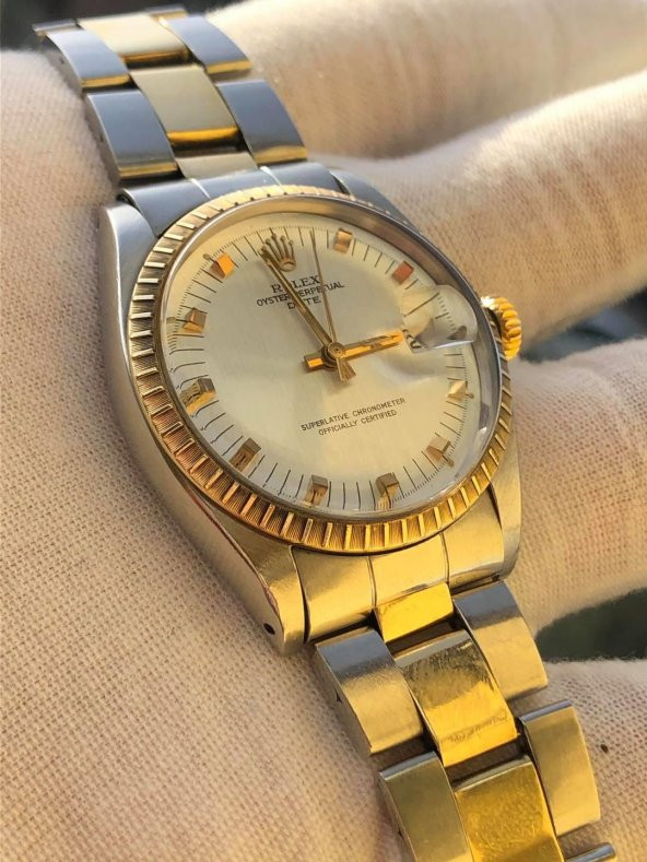 Rolex Oyster Perpetual Date 1505 Altın Çelik Kol Saati - 7