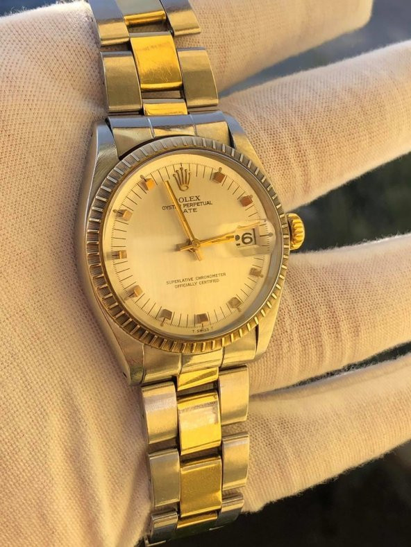 Rolex Oyster Perpetual Date 1505 Altın Çelik Kol Saati - 9