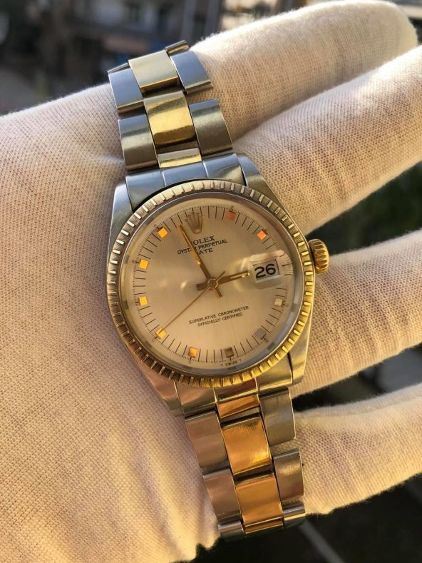 Rolex Oyster Perpetual Date 1505 Altın Çelik Kol Saati - 10