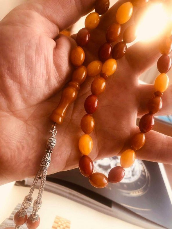 TOZ SIKMA ATEŞ PARÇALI KOKULU KEHRİBAR TESBİH j - Resim 2