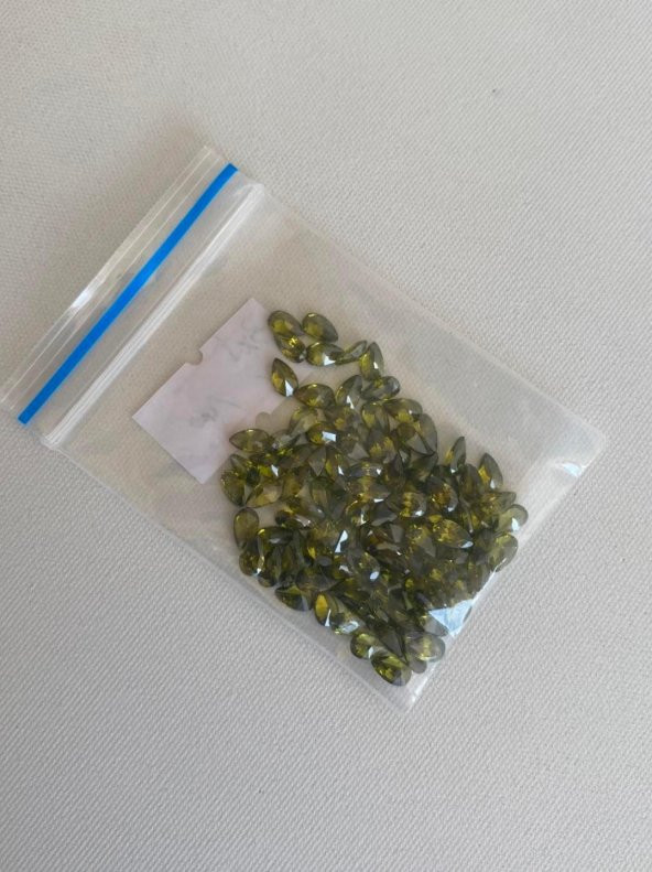 Armut Kesim Sentetik Taş 3x5mm 100 Adet Zeytin Yeşili - 3