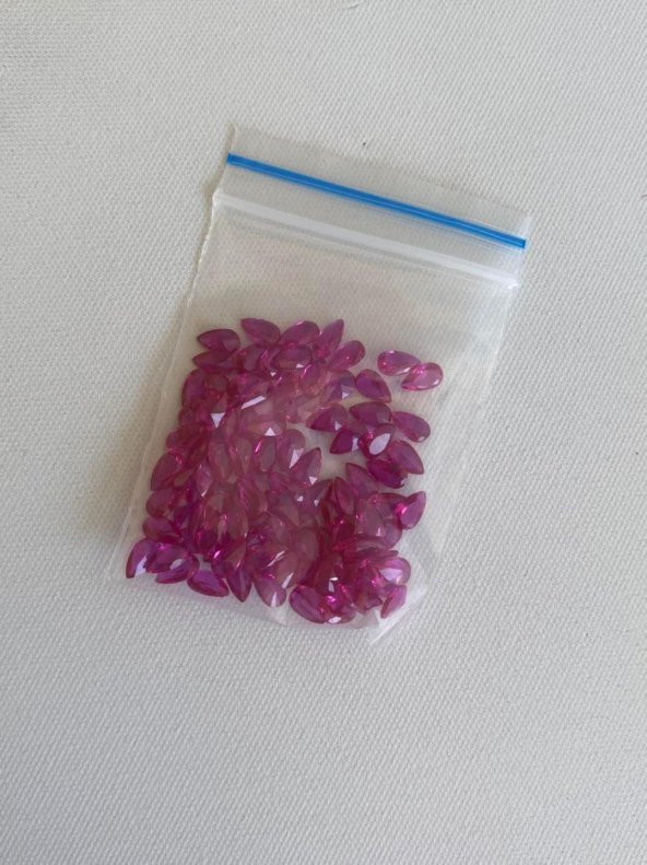 Armut Kesim Sentetik Taş 3x5mm 100 Adet Fuşya - 3