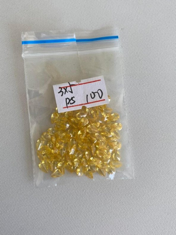 Armut Kesim Sentetik Taş 3x5mm 100 Adet Sarı - 2