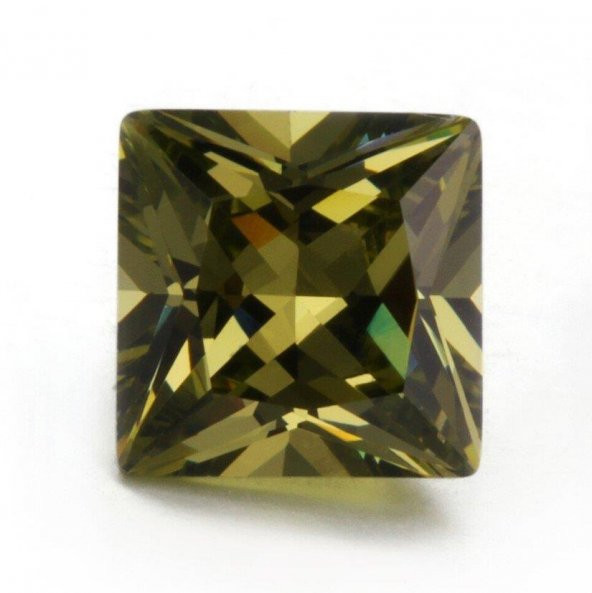Prenses Kesim Sentetik Taş 4x4mm 100 Adet Zeytin Yeşili