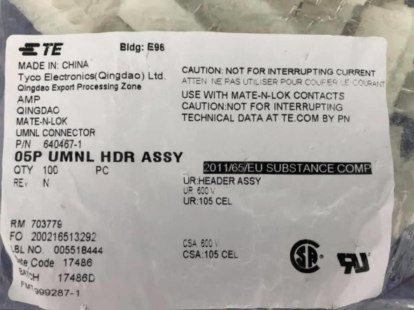 TE Connectivity 640467-1 Wire-to-Board AMP Konnektör 100 Adet - Resim 3