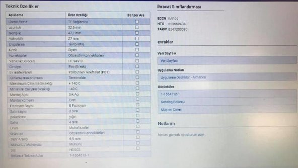 TE 1-1564512-1 Otomotiv Konnektör 8Pos Tab 1.6x0,6 - Resim 7