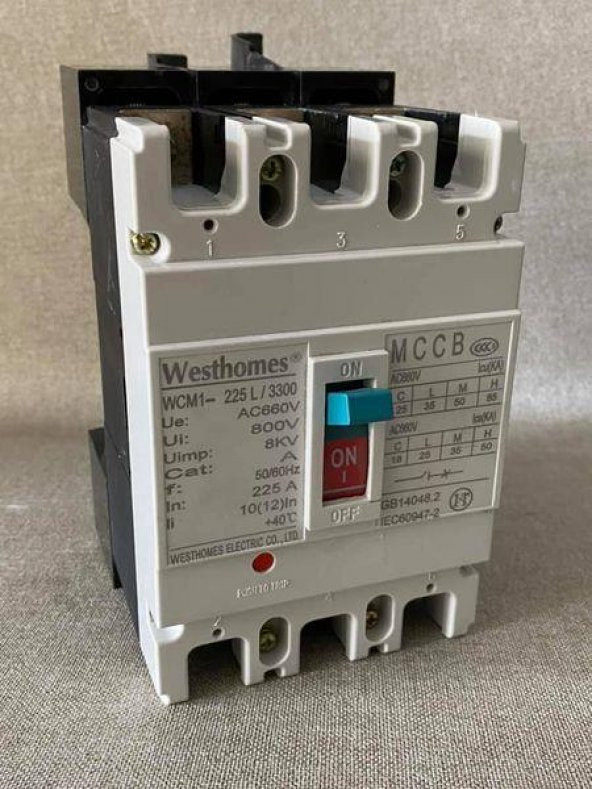 Westhomes 225A 8kV Kaçak Akım Korumalı Şalter WCM1-225L/3300 Bağlantı Aparatlı