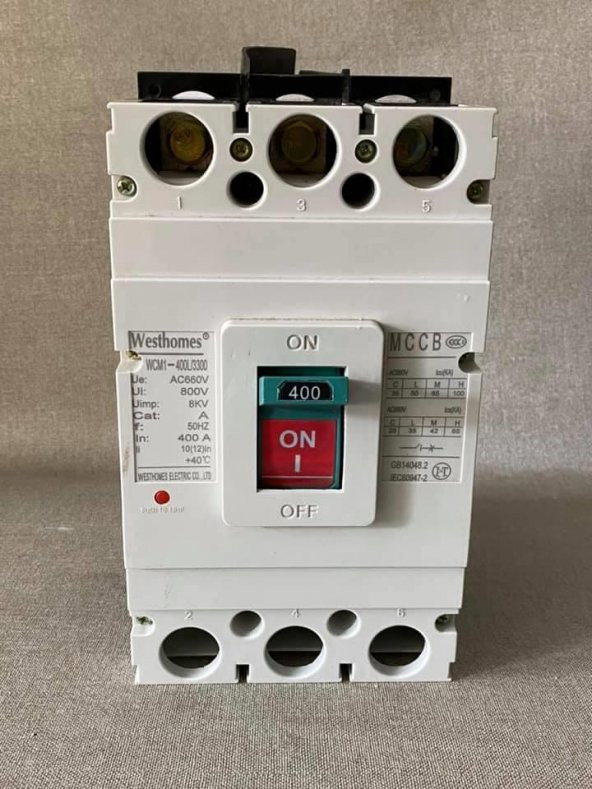 Westhomes 400A 8kV Kaçak Akım Korumalı Şalter WCM1-400L/3300 Bağlantı Aparatlı