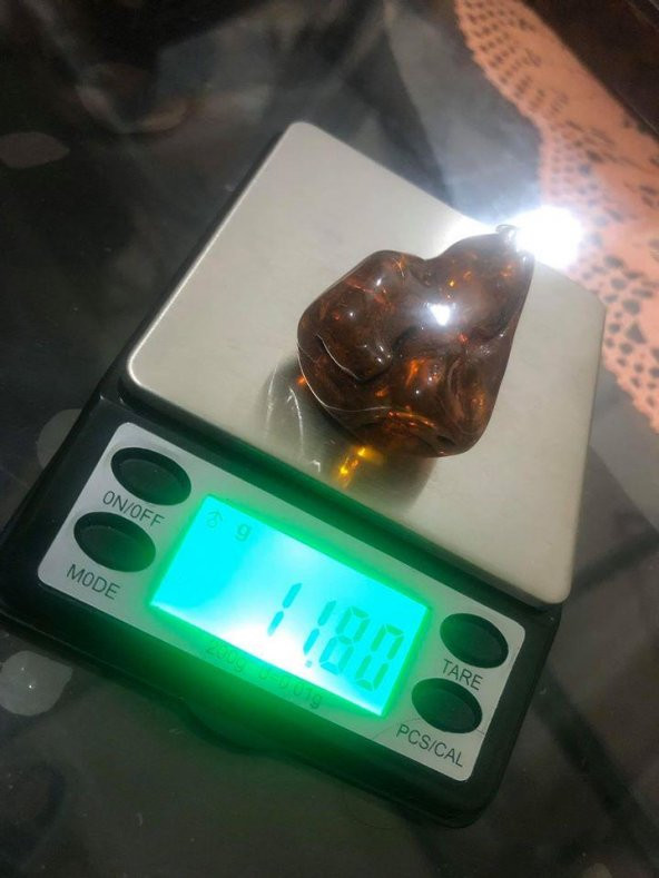 DOĞAL KAYA DAMLA KEHRİBAR KOLYE UCU OTANTİK GÜMÜŞ APARATLI 11,8 Gram