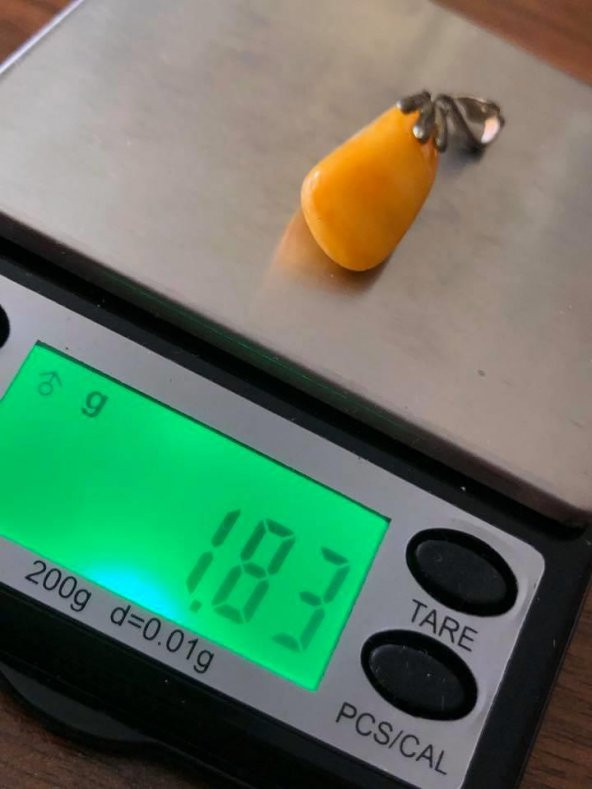 Doğal Kaya Damla Kehribar Kolye Ucu Gümüş Aparatlı 0,85-2 Gram (Model 2) - 7