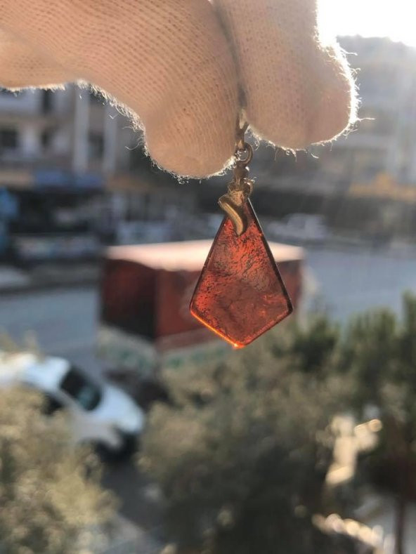 Doğal Kaya Kehribar Kolye Ucu Gümüş Aparatlı 0,4-2 Gram (Model 5) - 4