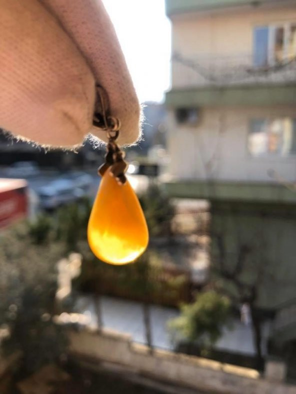 Doğal Kaya Damla Kehribar Kolye Ucu Gümüş Aparatlı 0,5-2 Gram (Model 6) - 3