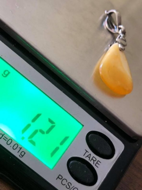Doğal Kaya Damla Kehribar Kolye Ucu Gümüş Aparatlı 0,5-2 Gram (Model 6) - 6